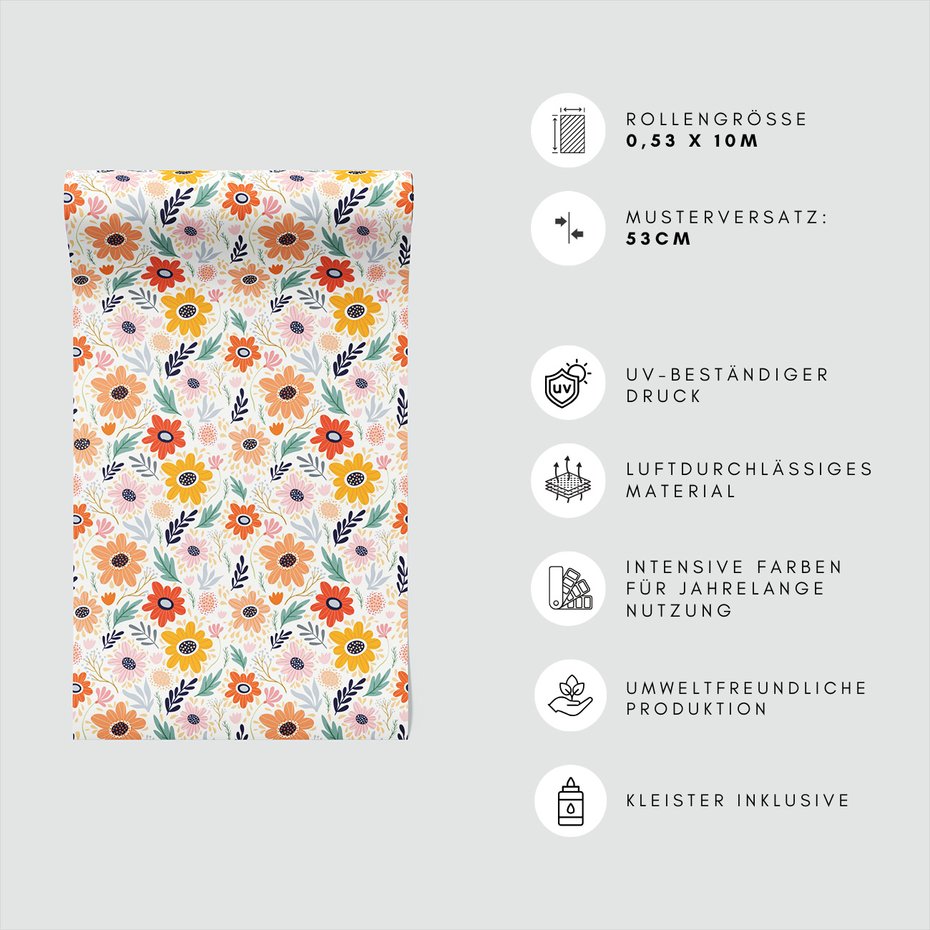 Tapeta - kwiaty, liście, ornamenty