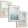 Zestaw obrazy w ramie, plakaty - morze, chmury, abstrakcja - rama drewno