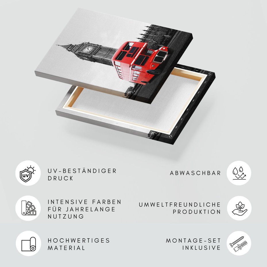 Obraz na płótnie - autobus, Big Ben, Londyn