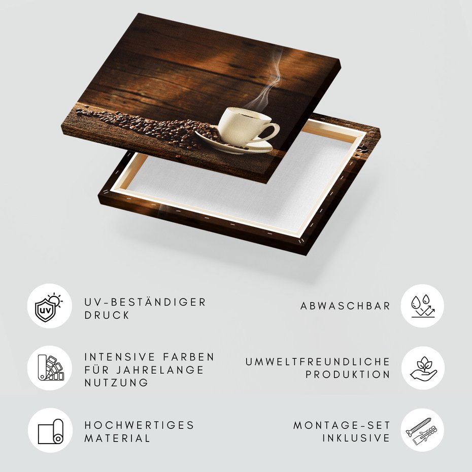 Obraz na płótnie - kawa, ziarna, filiżanka