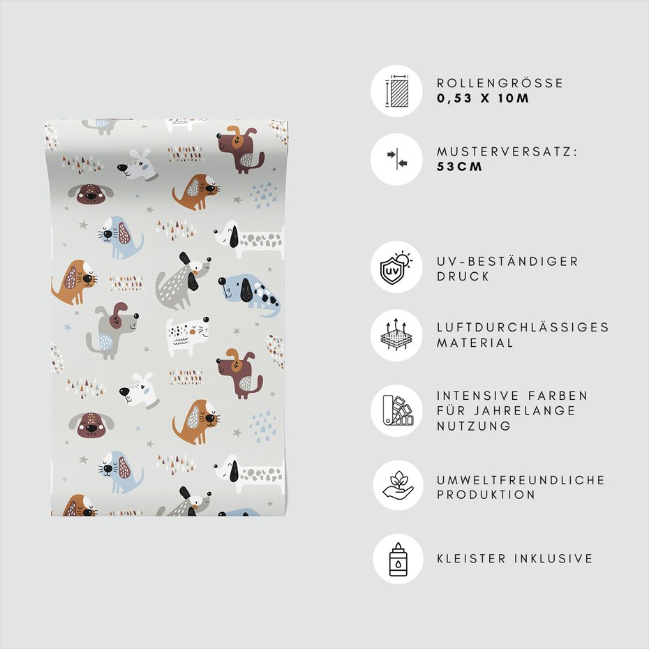 Tapeta - dziecięca, pies, ilustracja, gwiazda