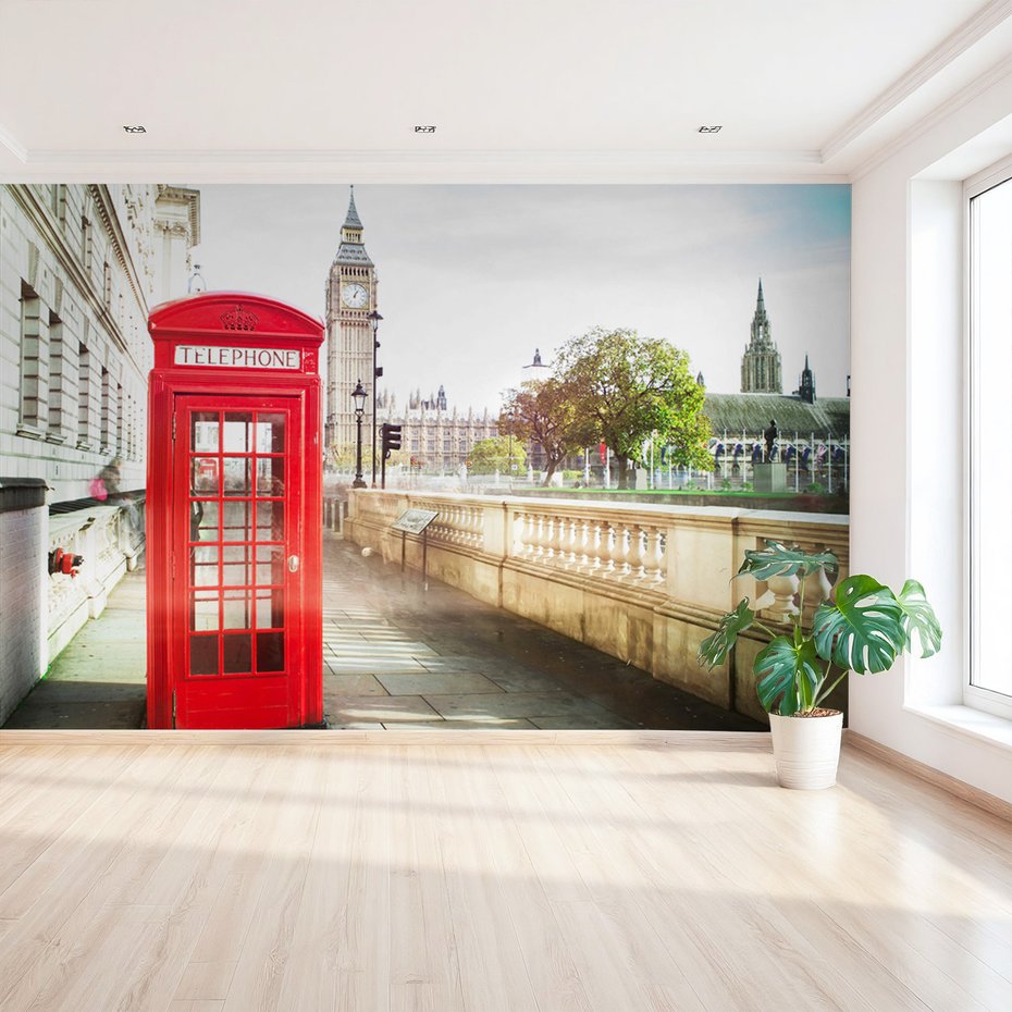 Fototapeta - Londyn, budka telefoniczna, miasto