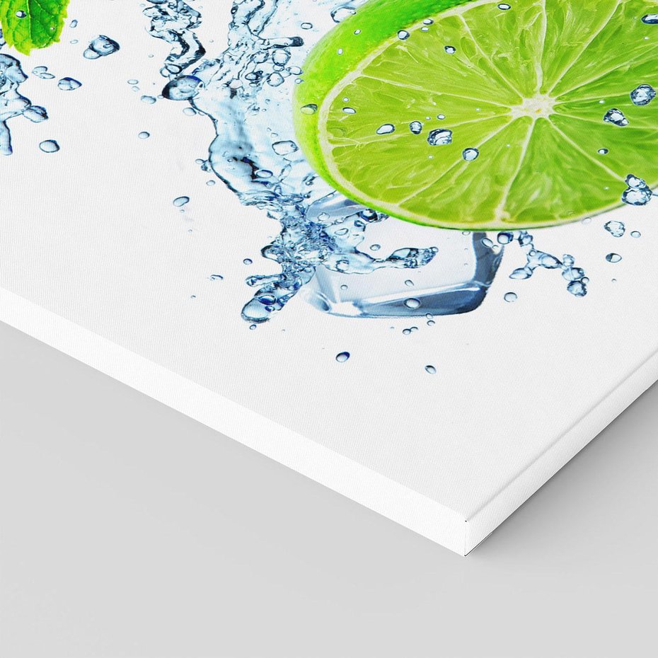 Obraz na płótnie - limonka, lód, mięta