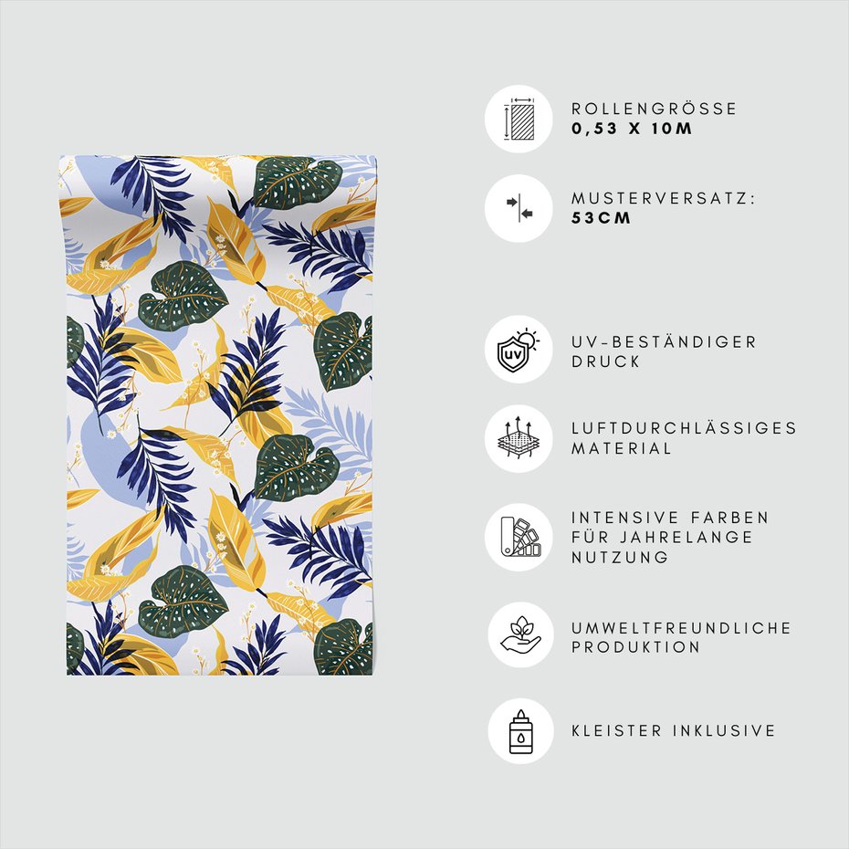 Tapeta - liście, kwiaty, wzór