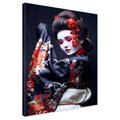 Obraz na płótnie - gejsza, kwiaty, kimono