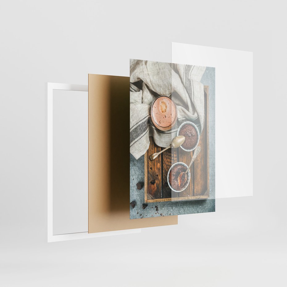 Zestaw obrazy w ramie, plakaty - kawa, deser, napój - rama biała