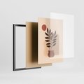 Zestaw obrazy w ramie, plakaty - liście, roślina, abstrakcja - rama czarna
