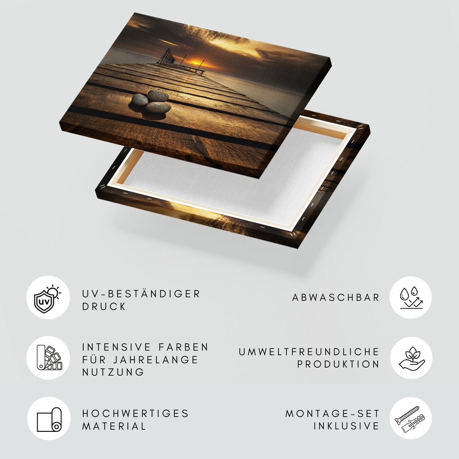 Obraz na płótnie - morze, molo, kamienie