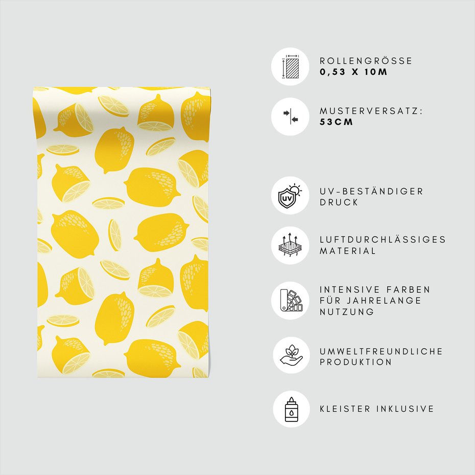 Tapeta - cytryny, owoce, plasterki