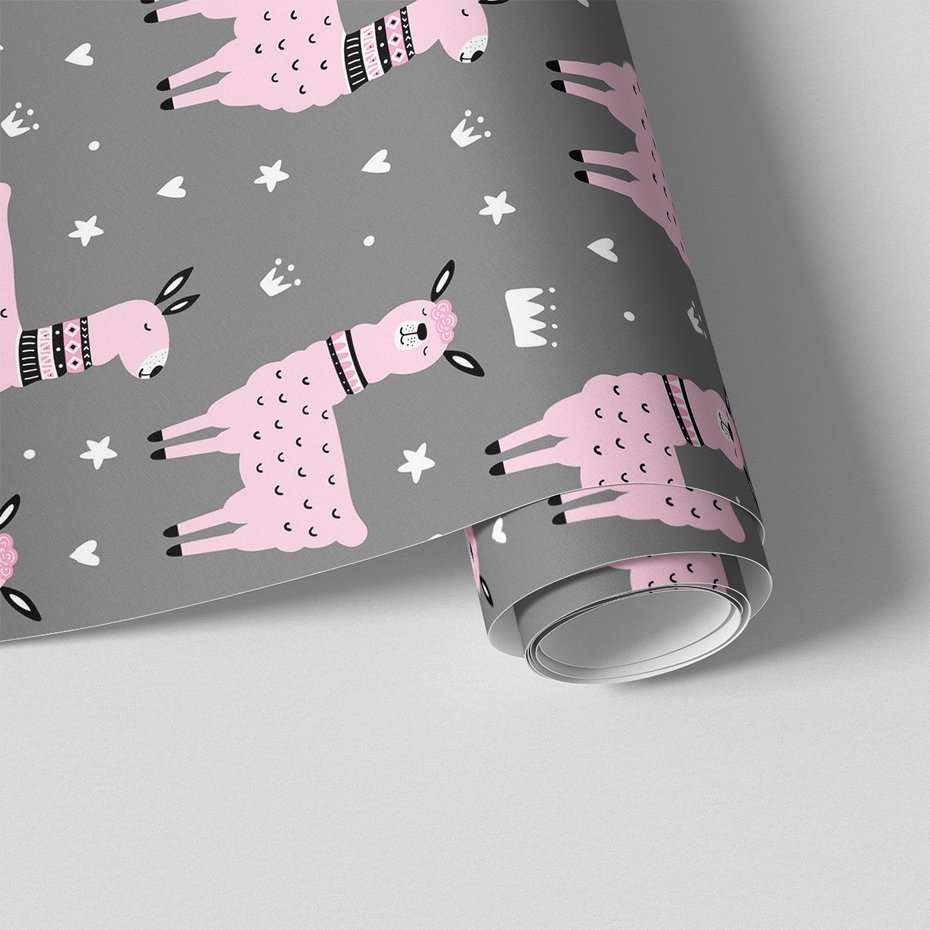 Tapeta - dziecięca, lama, korona, gwiazda