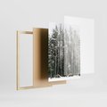 Zestaw obrazy w ramie, plakaty - zima, las, napój - rama drewno