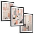 Zestaw obrazy w ramie, plakaty - abstrakcja, pastelowe, geometryczne - rama czarna