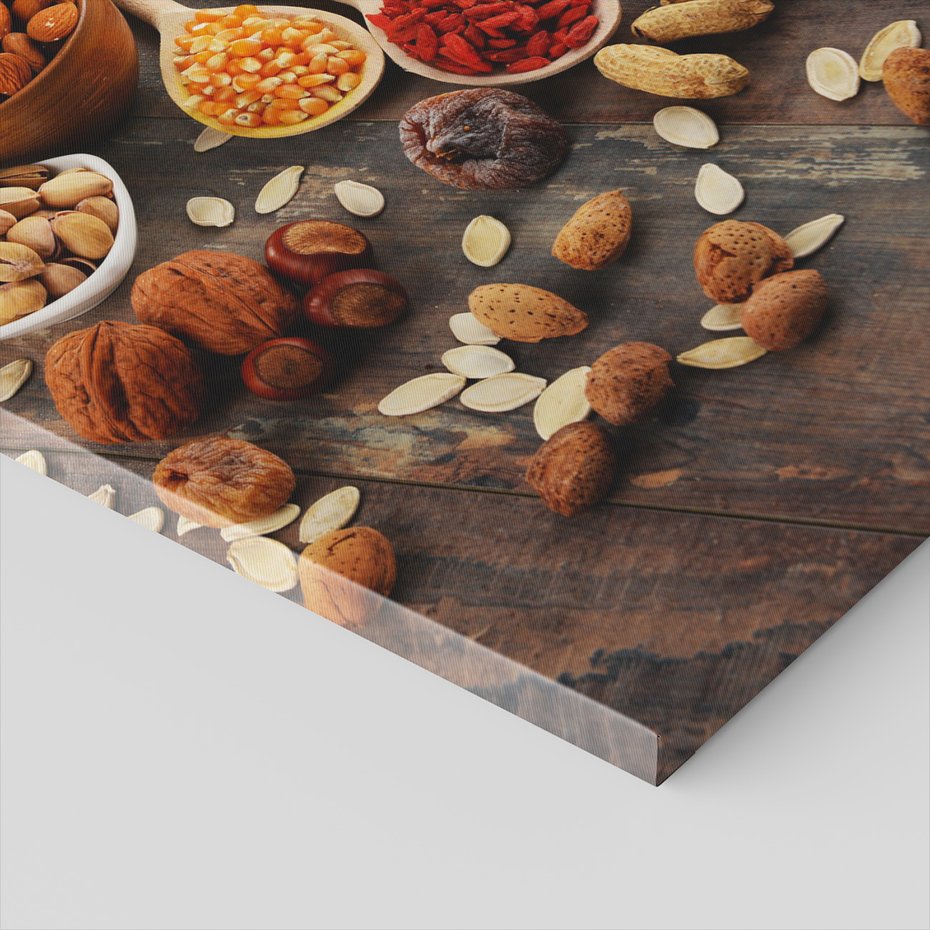 Obraz na płótnie - orzechy, suszone owoce, jedzenie
