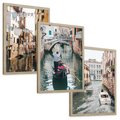 Zestaw obrazy w ramie, plakaty - Wenecja, gondola, kanał - rama drewno