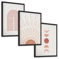 Zestaw obrazy w ramie, plakaty - abstrakcja, boho, minimalizm - rama czarna