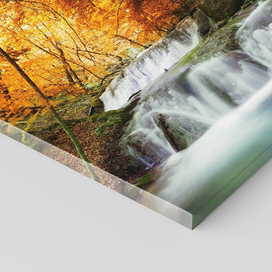 Obraz na płótnie - jesień, wodospad, las