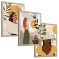 Zestaw obrazy w ramie, plakaty - kobiety, abstrakcja, boho - rama drewno