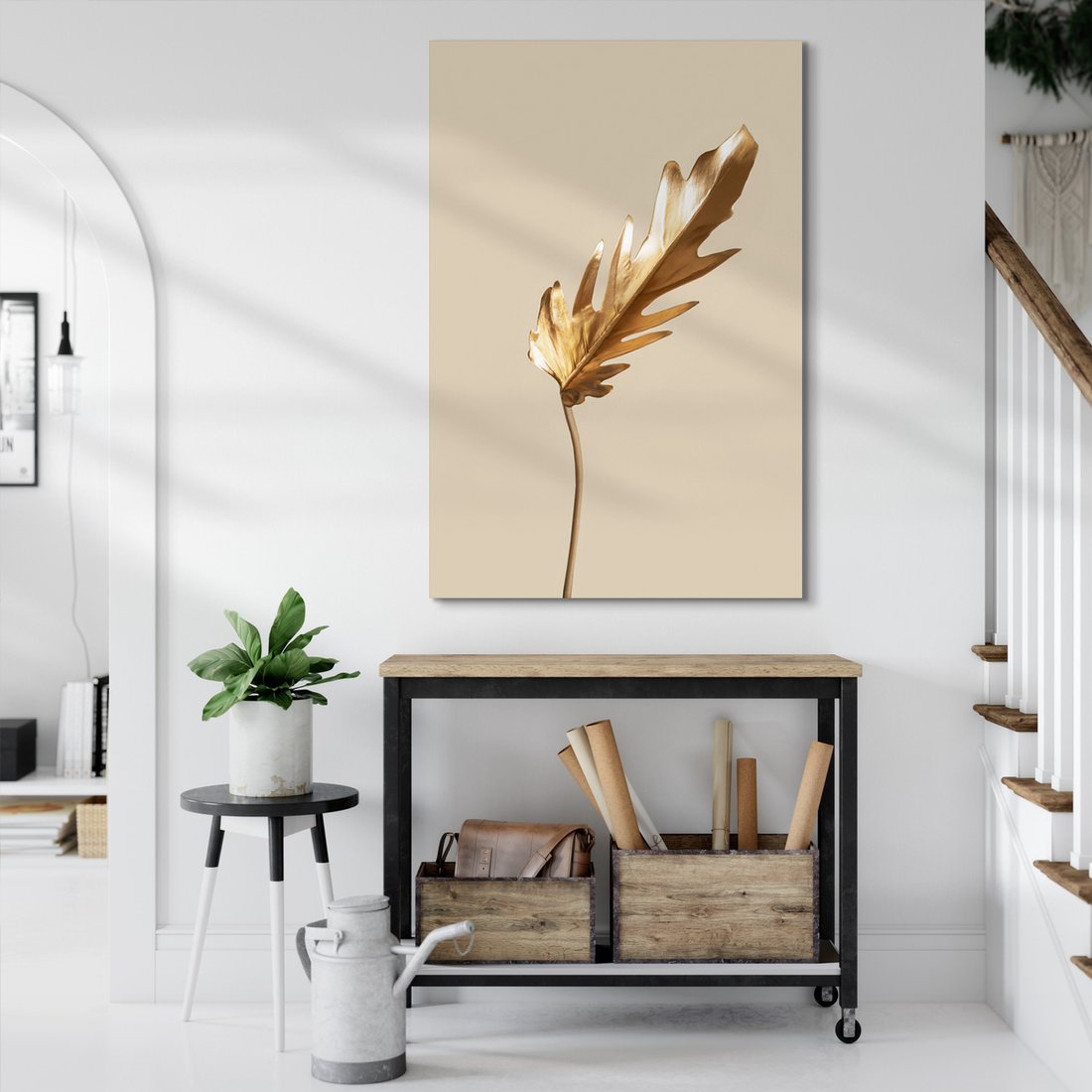 Obraz na płótnie - złoto, liść, roślina