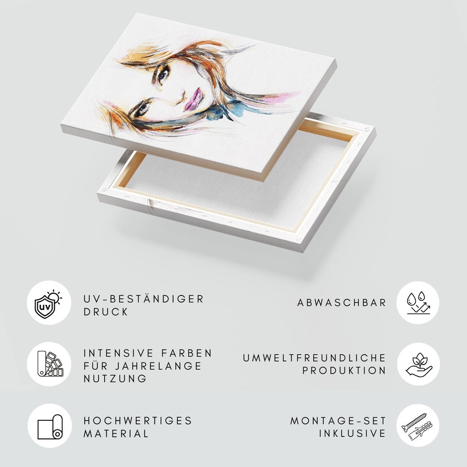 Obraz na płótnie - portret, akwarela, kobieta