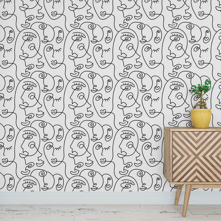 Tapeta - twarz, linia, abstrakcja