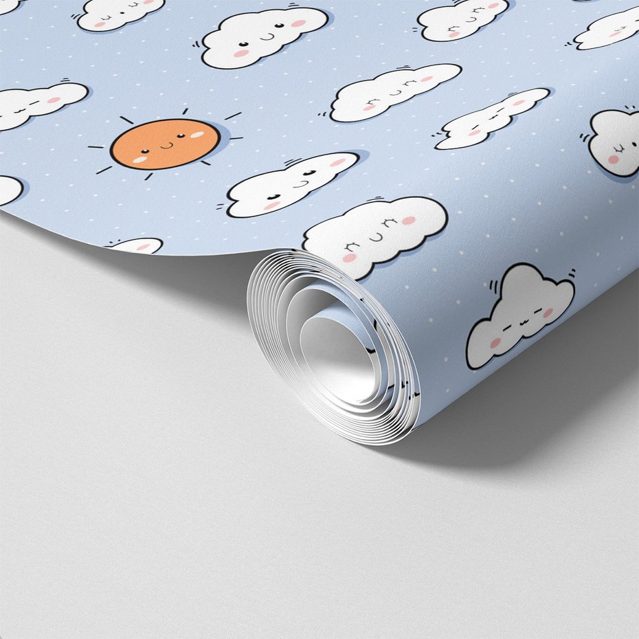 Tapeta - dziecięca, chmury, słońce,