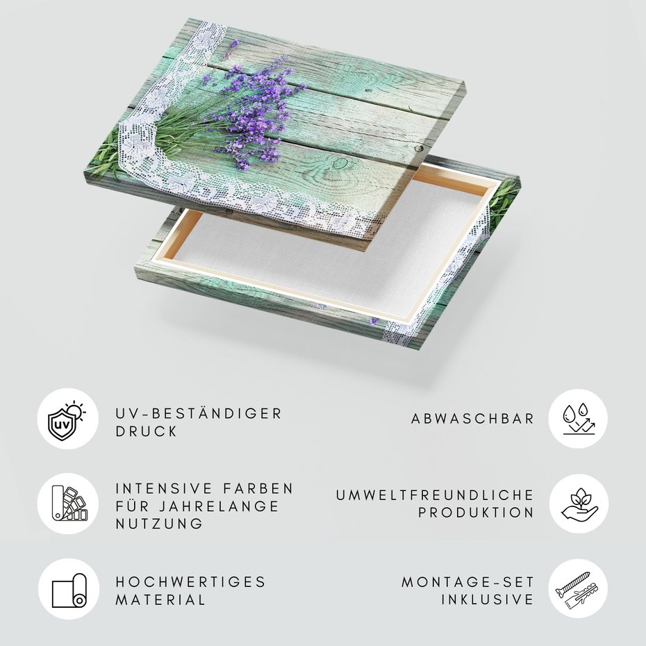 Obraz na płótnie - lawenda, kwiaty, koronka