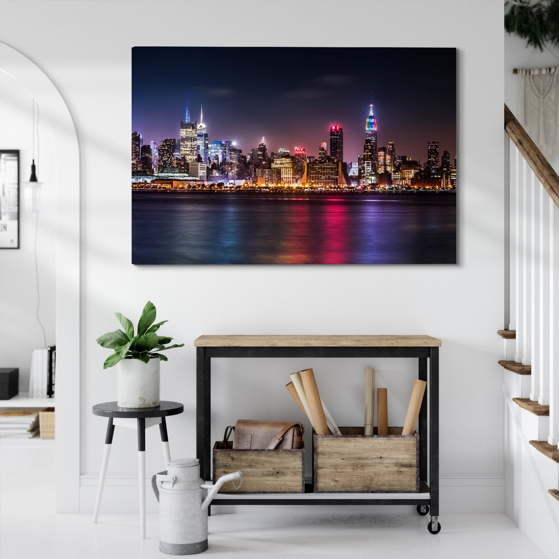 Obraz na płótnie - miasto, noc, budynki