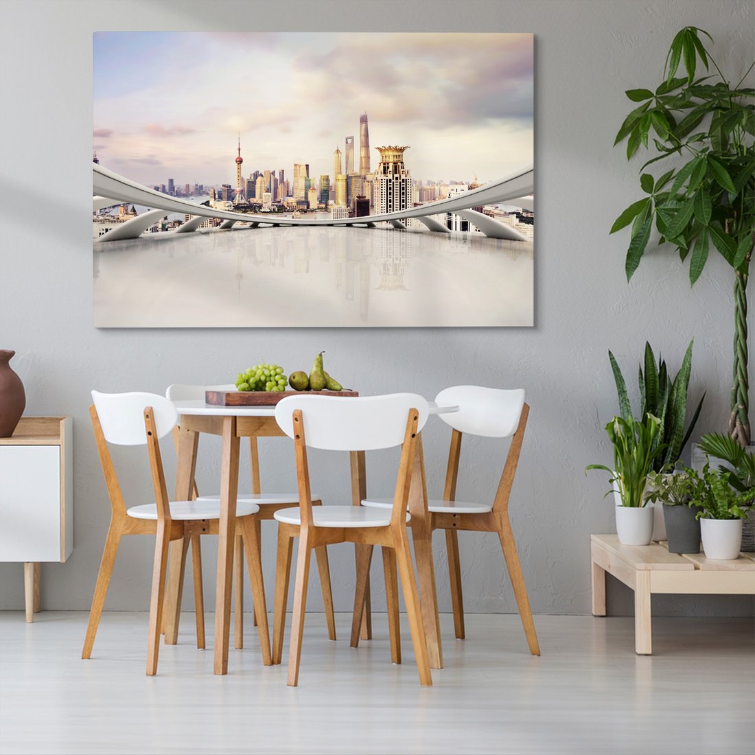 Obraz na płótnie - miasto, budynki, odbicie