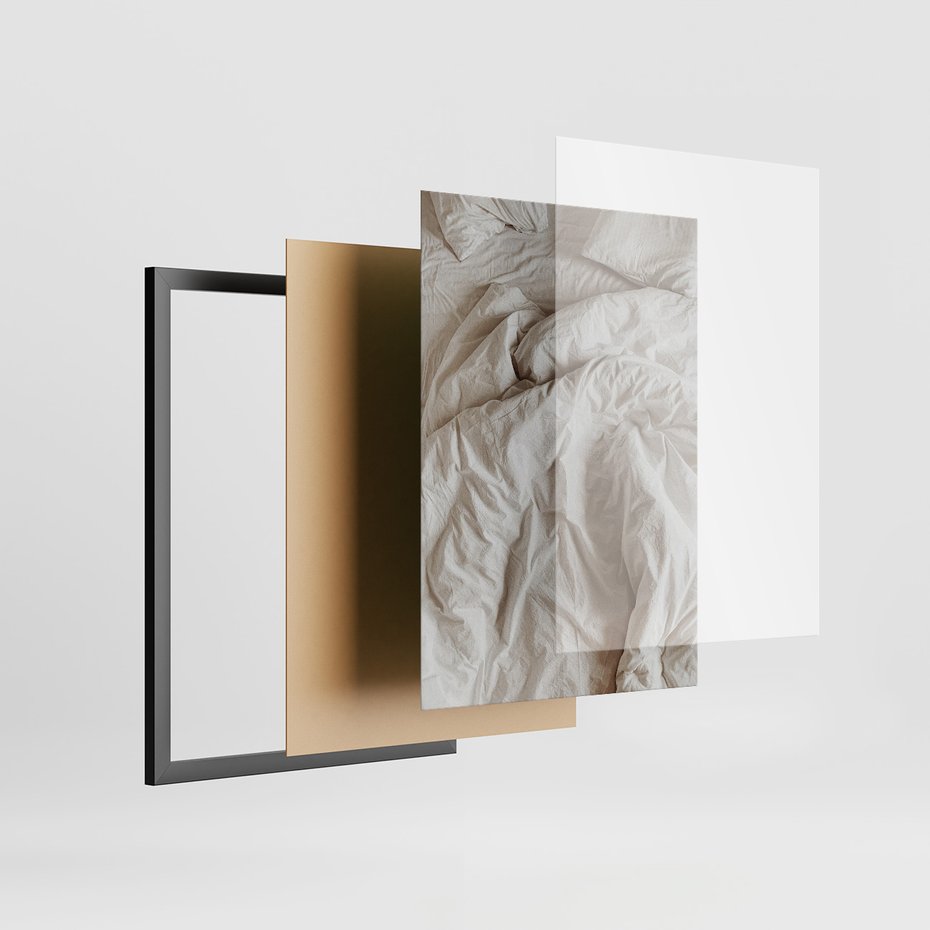 Zestaw obrazy w ramie, plakaty - trawa, beżowy, pismo - rama czarna