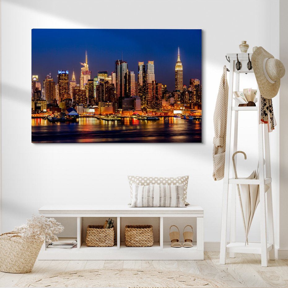 Obraz na płótnie - miasto, noc, budynki