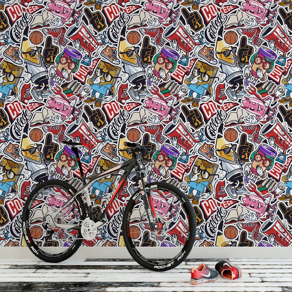 Tapeta - szkoła, książki, sport