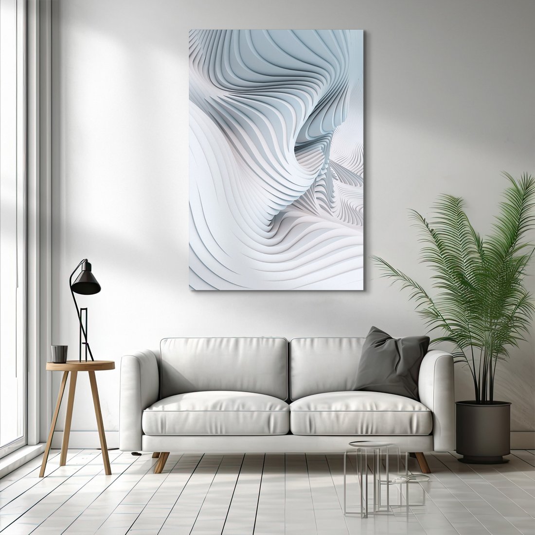 Obraz na płótnie - abstrakcja, fale, biały