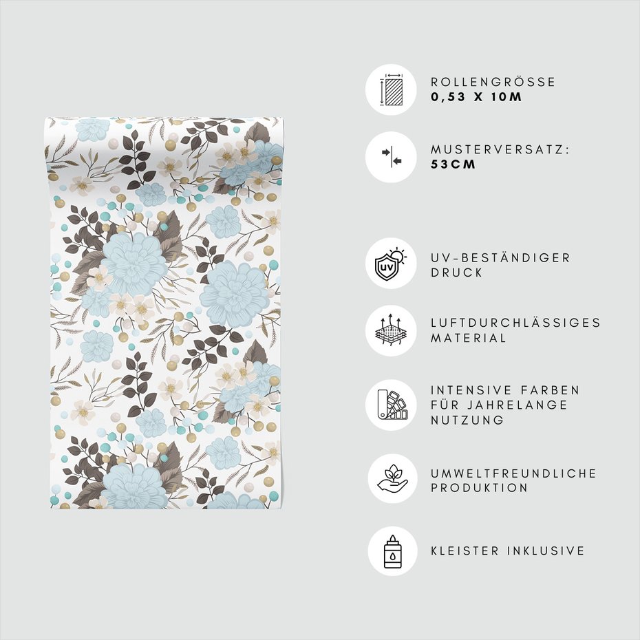 Tapeta - kwiaty, liście, gałązki