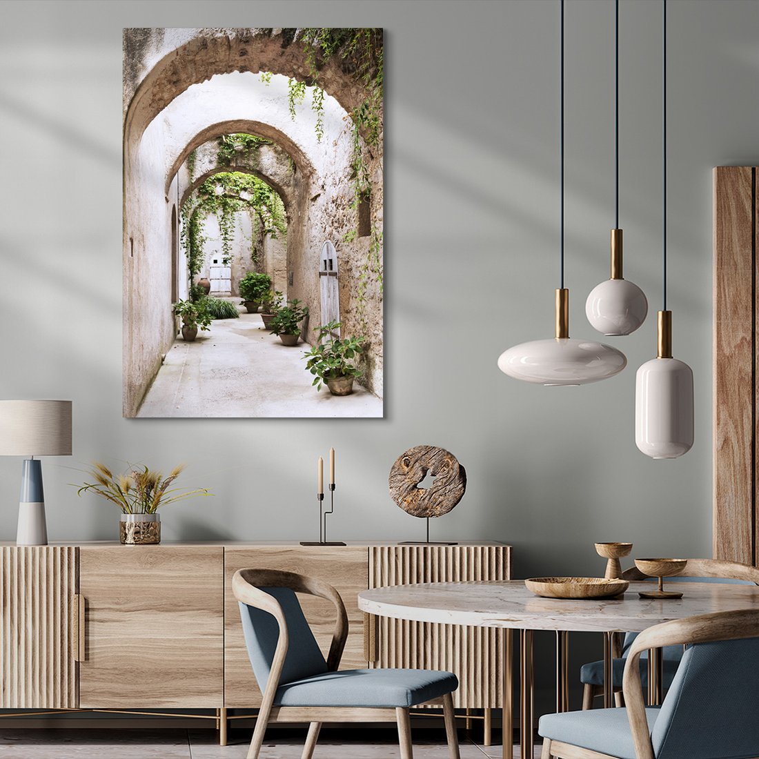Obraz na płótnie - uliczka, rośliny, łuki