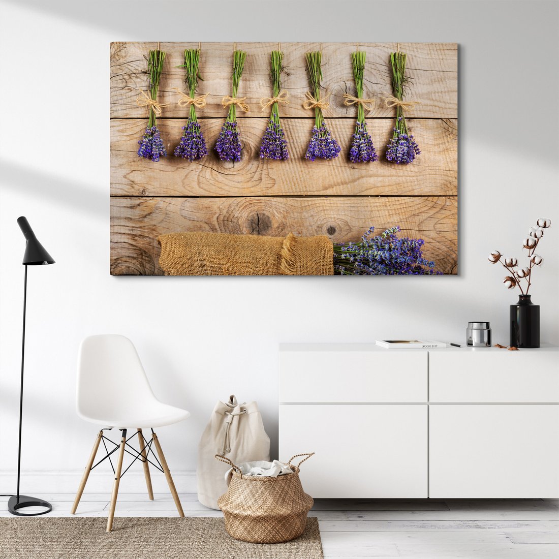 Obraz na płótnie - lawenda, kwiaty, drewno
