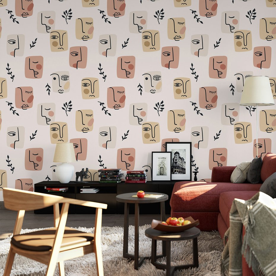 Tapeta - twarz, liście, abstrakcja