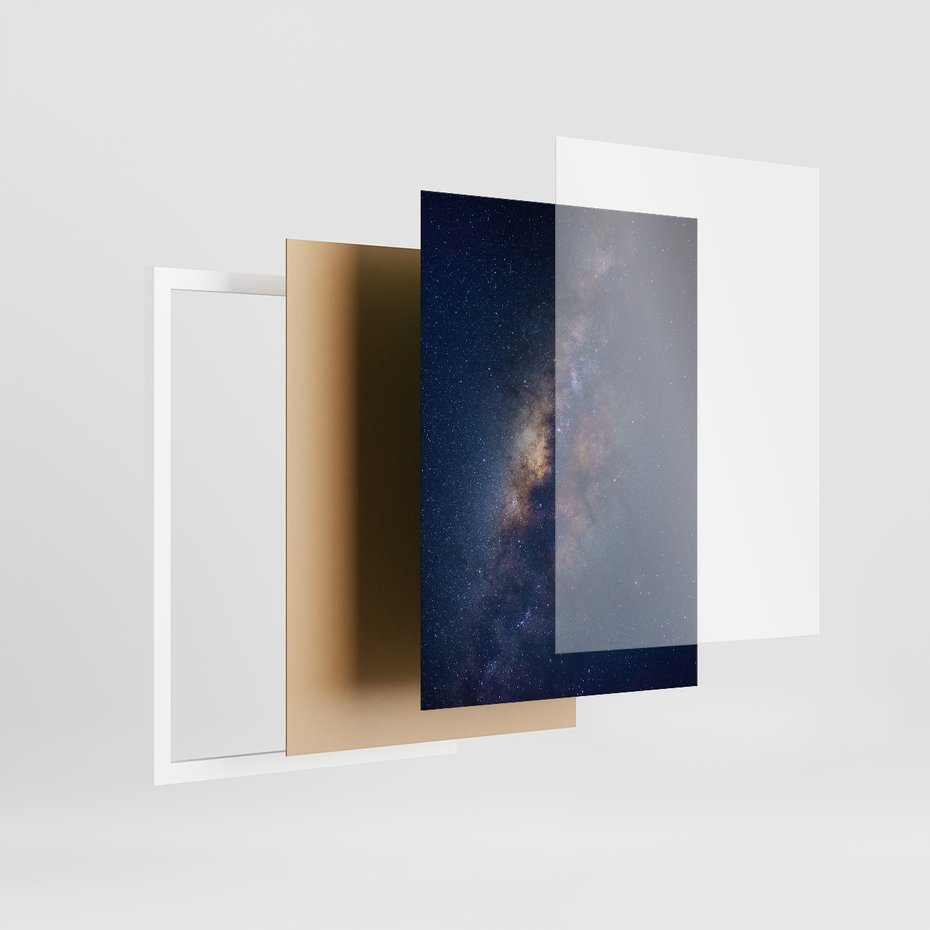 Zestaw obrazy w ramie, plakaty - gwiazdy, noc, galaktyka - rama biała