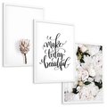 Zestaw obrazy w ramie, plakaty - kwiaty, napisy, protea - rama biała