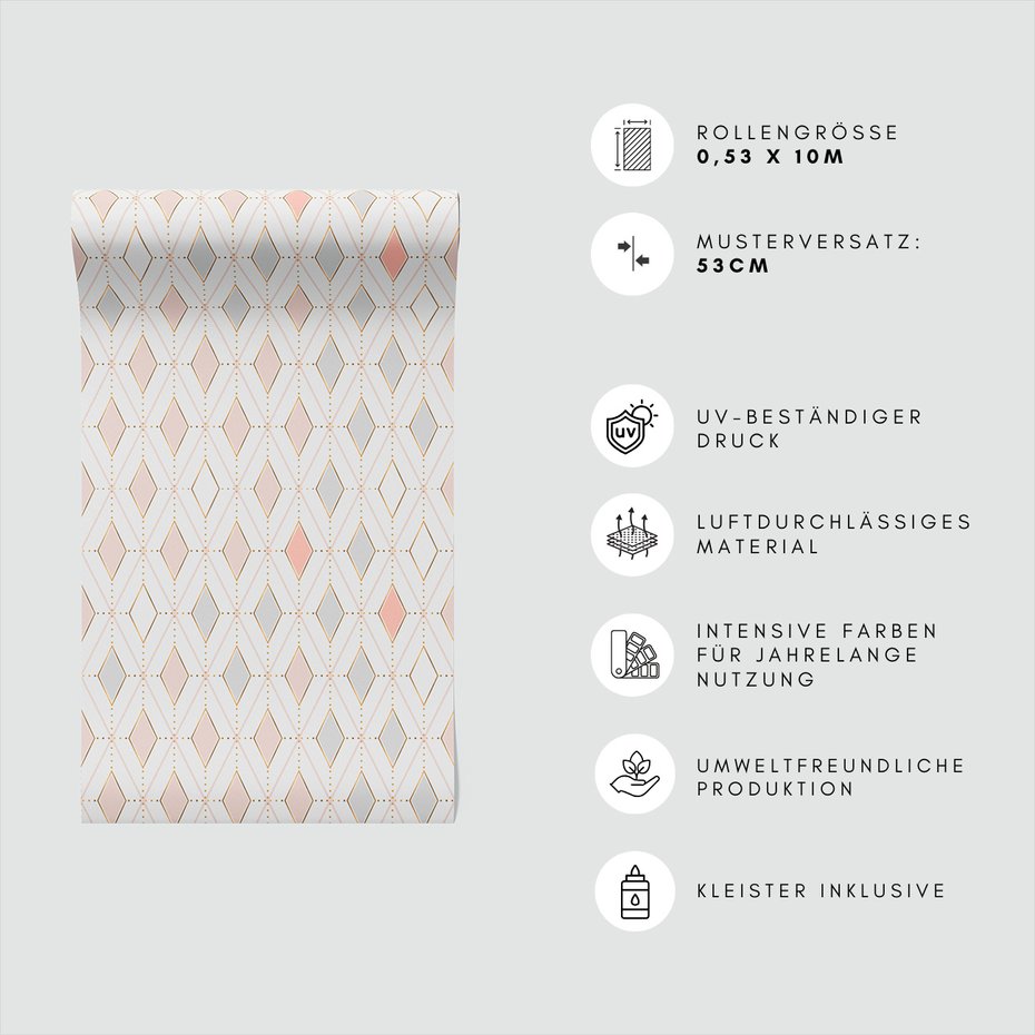 Tapeta - romby, kropki, linie