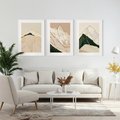 Zestaw obrazy w ramie, plakaty - góry, abstrakcja, złoto - rama biała