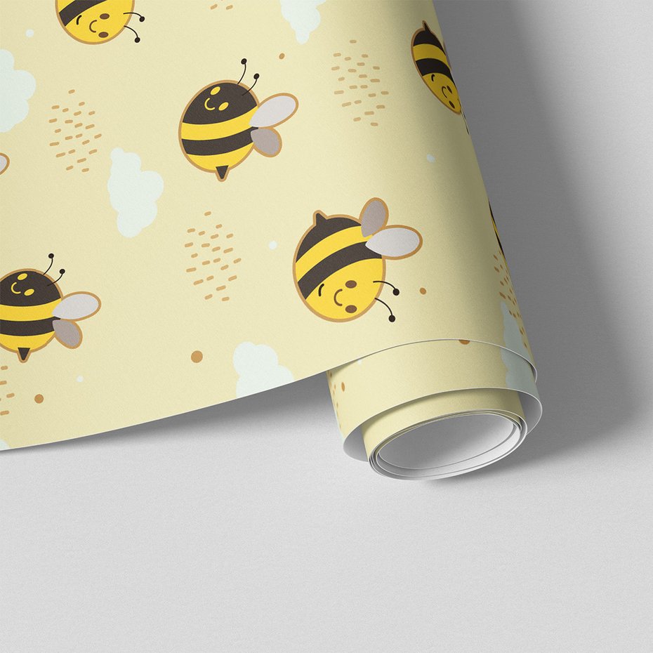 Tapeta - dziecięca, pszczoła, chmura, kropka