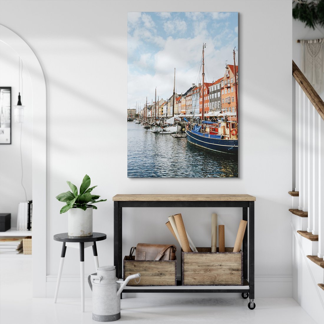 Obraz na płótnie - Kopenhaga, kanał, łodzie