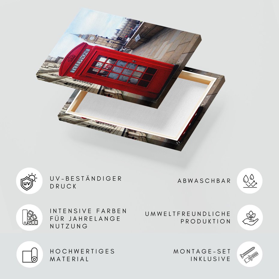 Obraz na płótnie - Londyn, budka telefoniczna, miasto