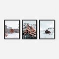 Zestaw obrazy w ramie, plakaty - zima, śnieg, góry - rama czarna