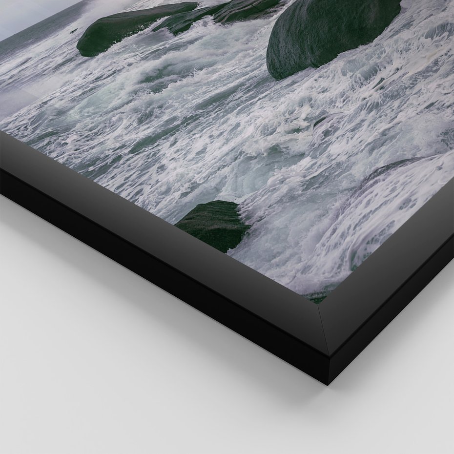 Zestaw obrazy w ramie, plakaty - morze, skały, wybrzeże - rama czarna