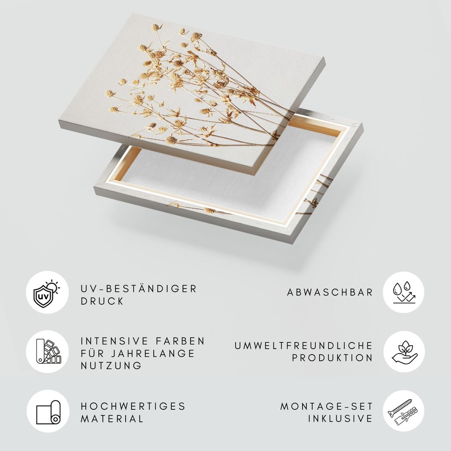 Obraz na płótnie - kwiaty, suszone, beżowe