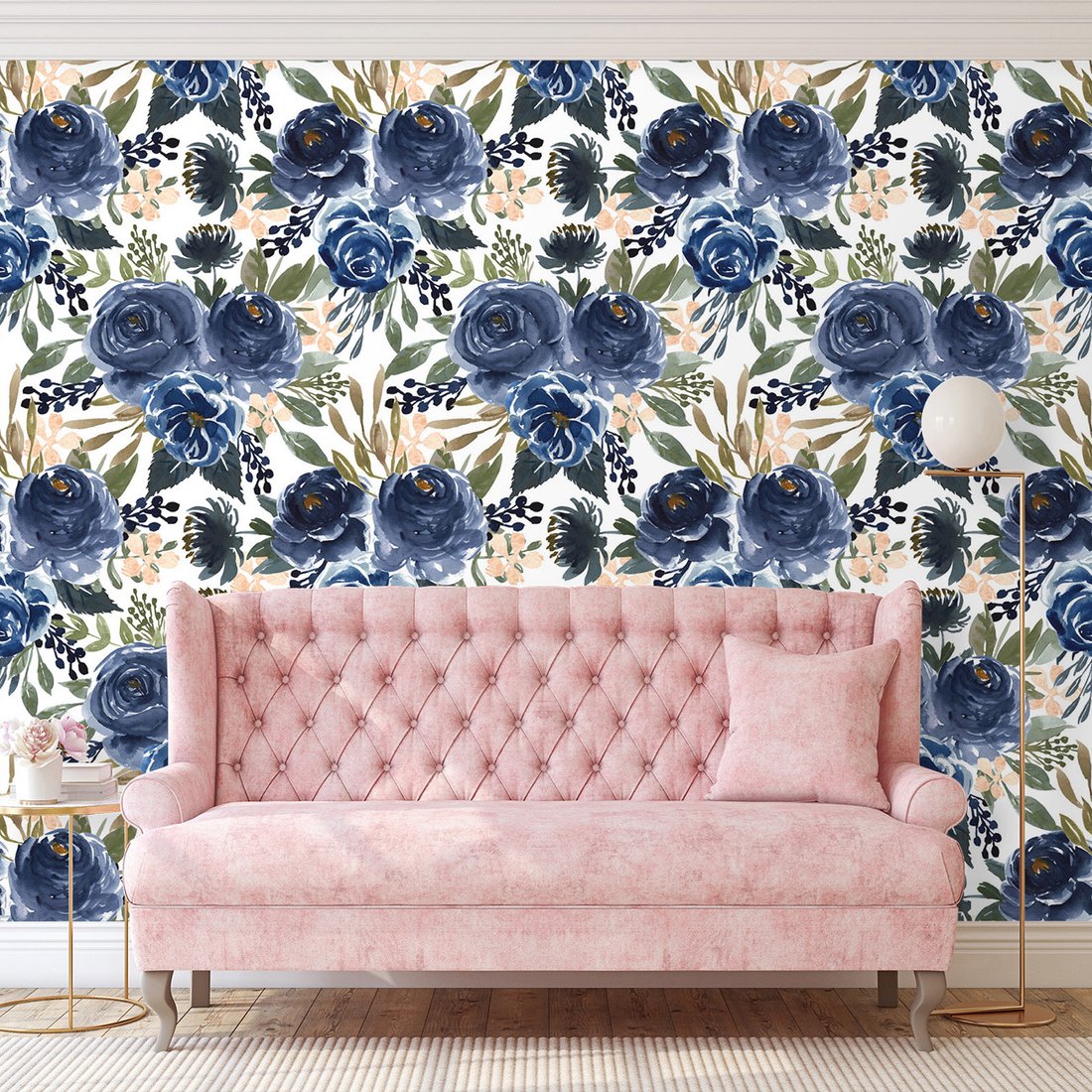 Tapeta - róże, liście, kompozycja