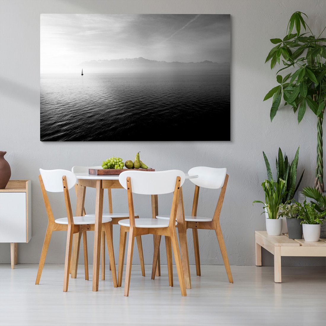 Obraz na płótnie - jezioro, góry, łódka