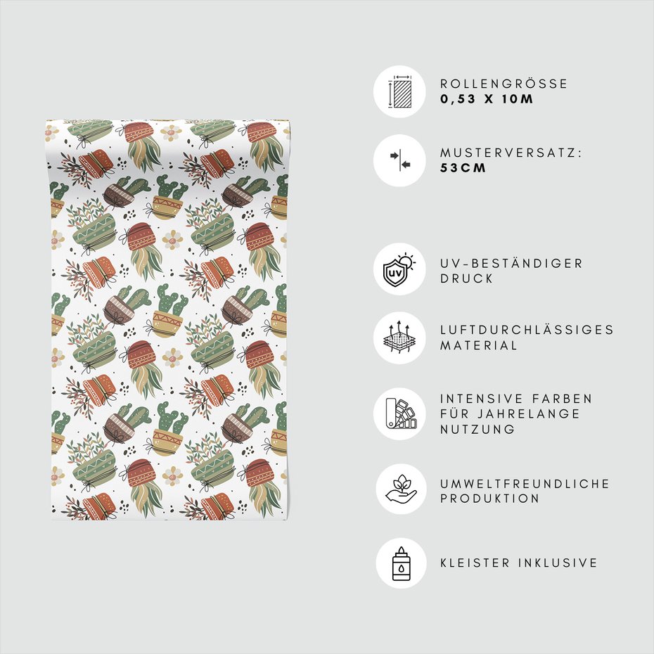 Tapeta - kwiaty, doniczka, kaktus