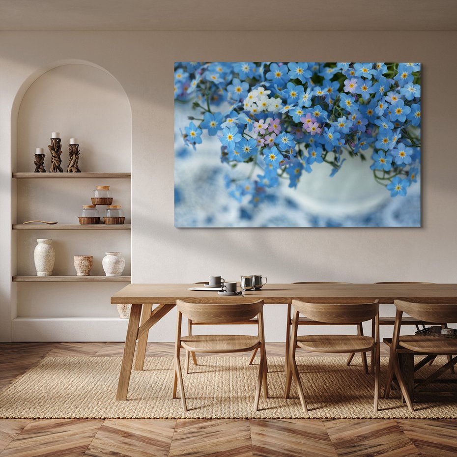 Obraz na płótnie - niezapominajki, kwiaty, wiosna